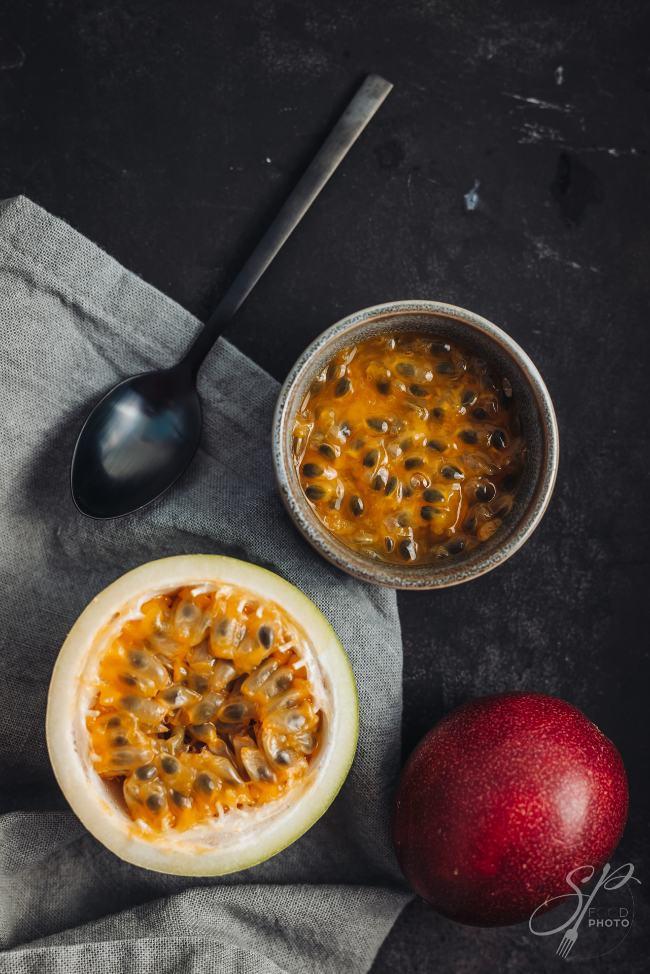Fresh and juicy raw passion fruit and maracuja